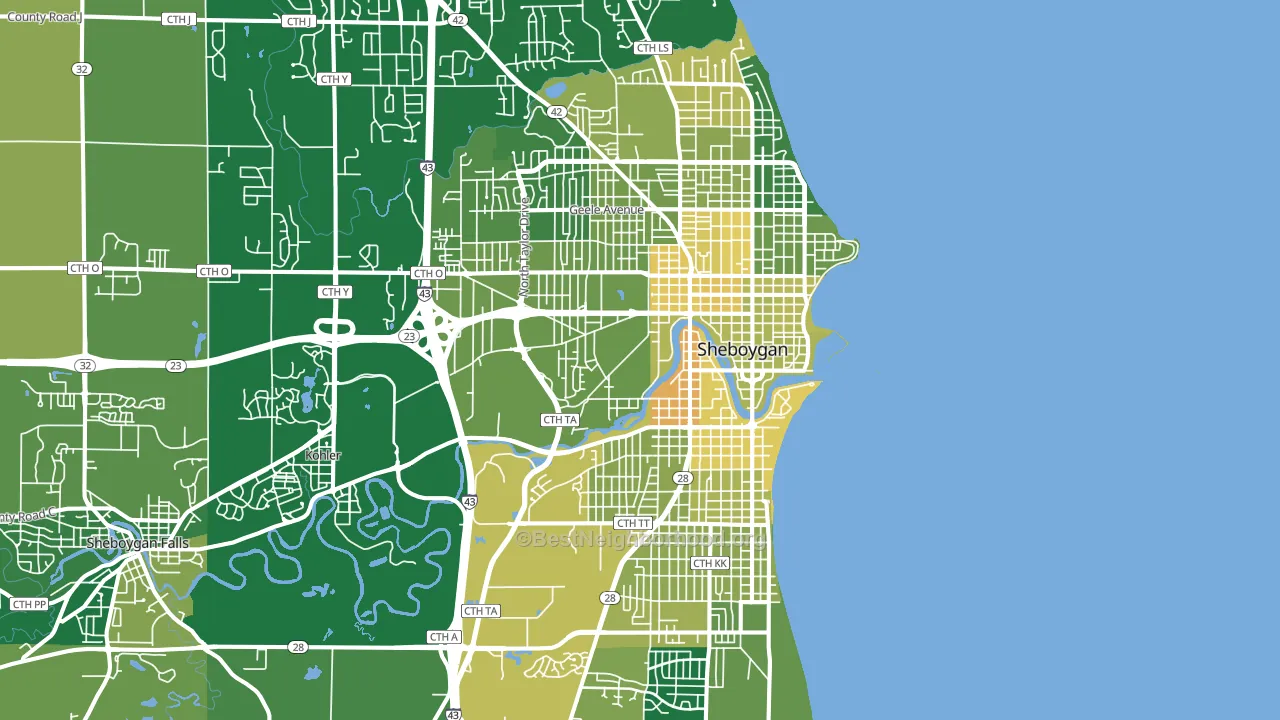 Sheboygan, WI block-group voter-turnout map