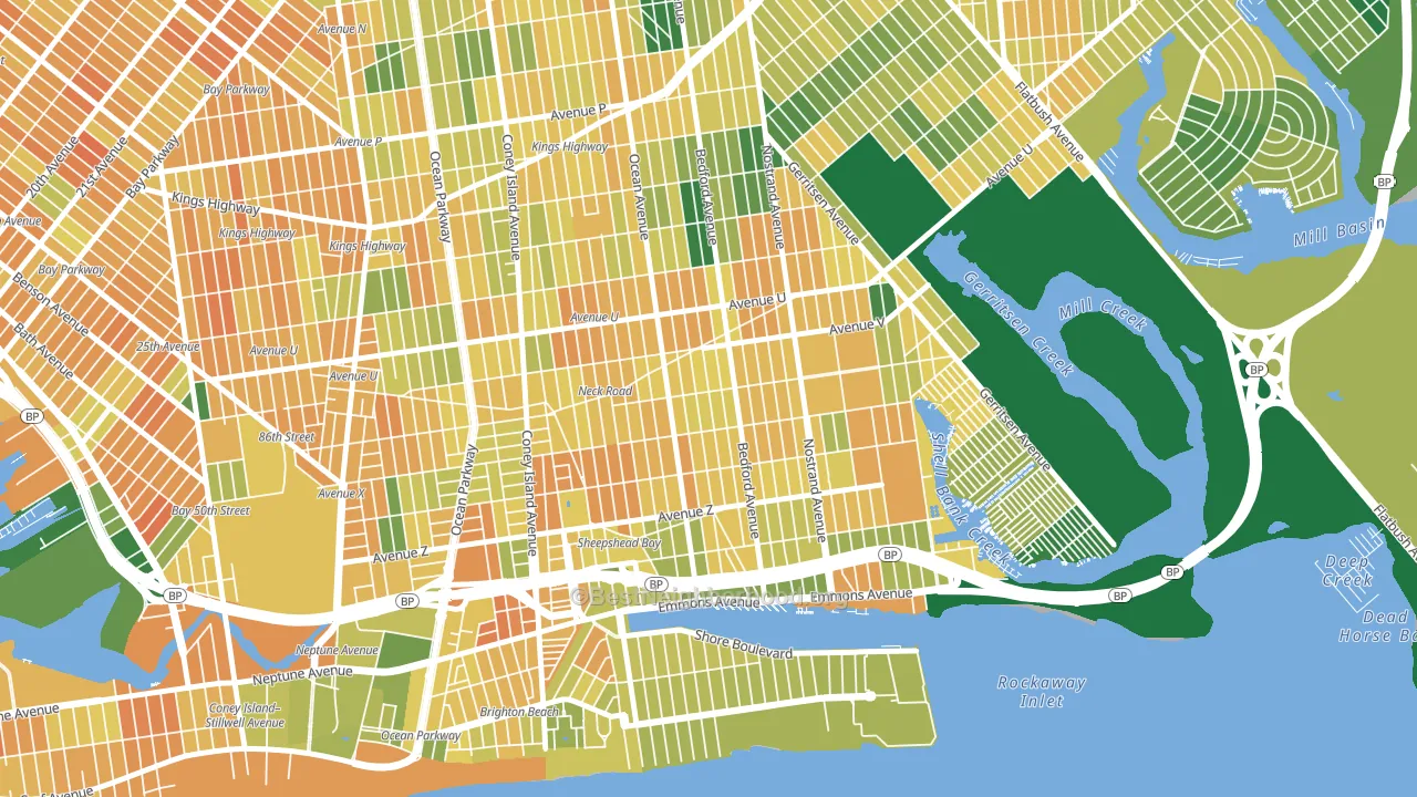 Sheepshead Bay, Brooklyn, NY block-group voter-turnout map