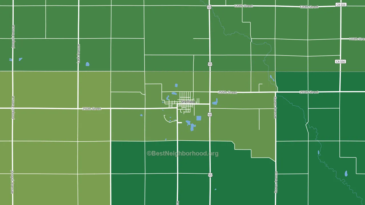 Sheffield, IA block-group voter-turnout map