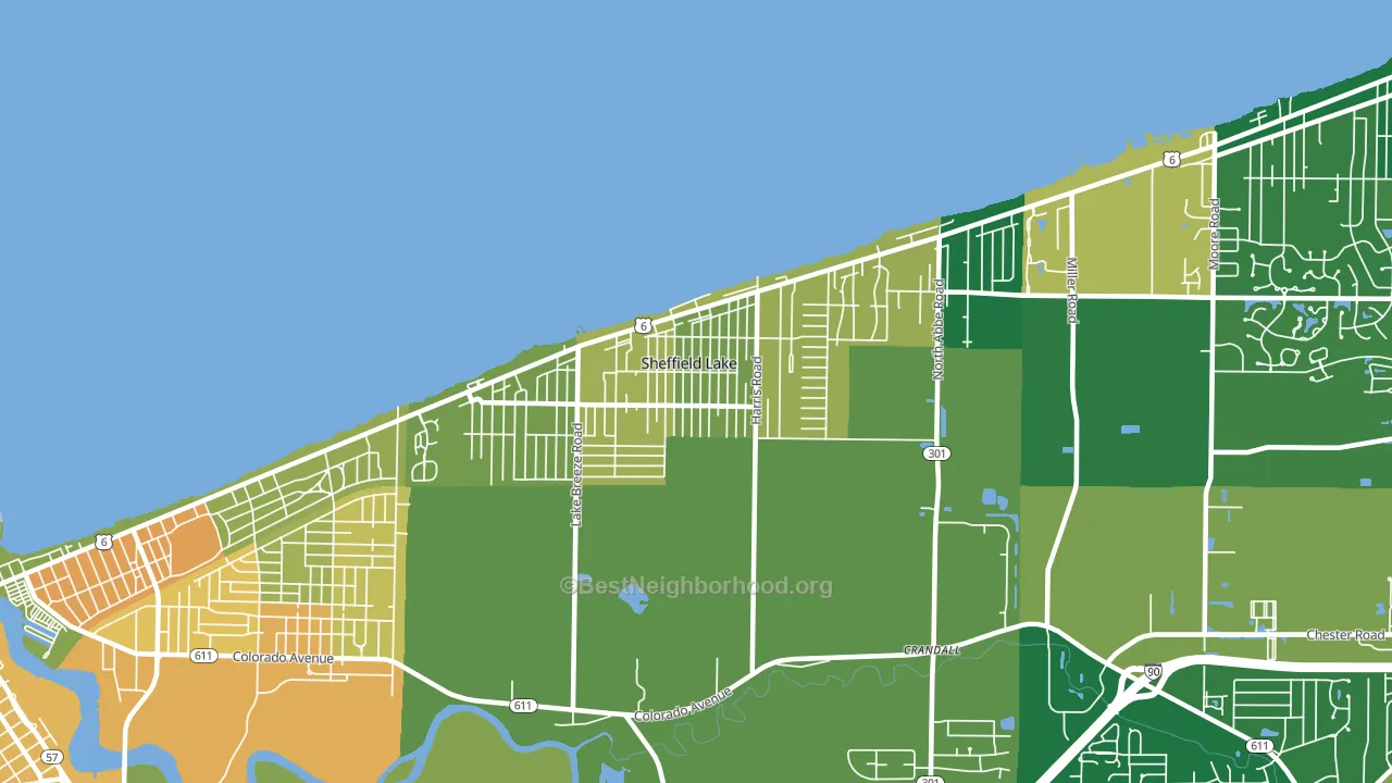 Sheffield Lake, OH block-group voter-turnout map