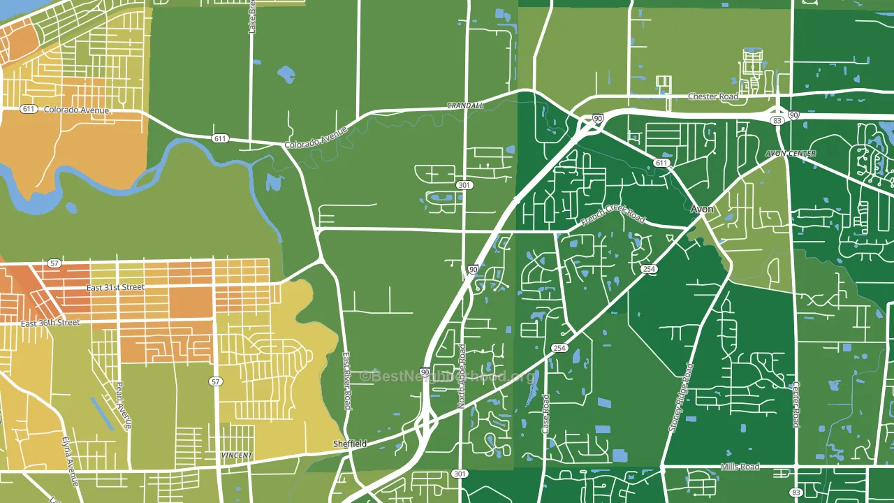 Sheffield, OH block-group voter-turnout map