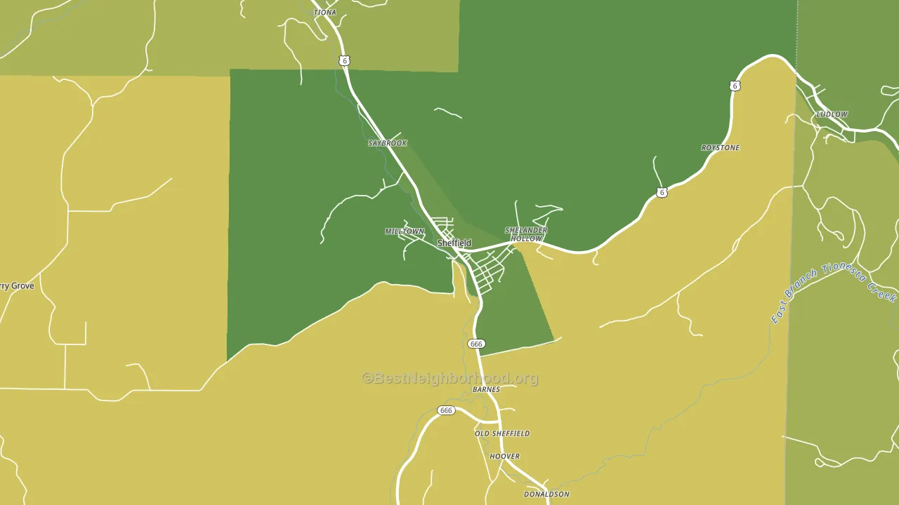 Sheffield, PA block-group voter-turnout map