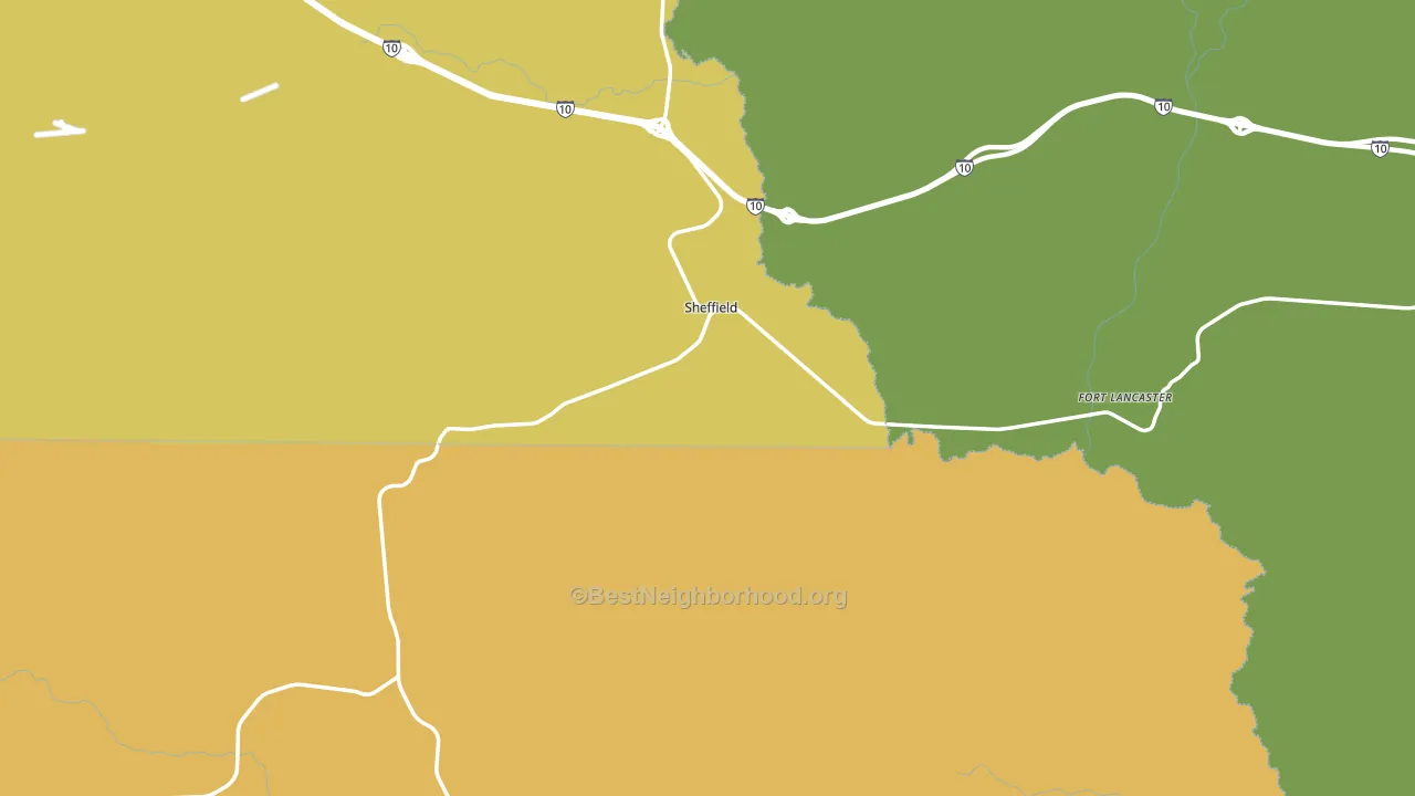 Sheffield, TX block-group voter-turnout map