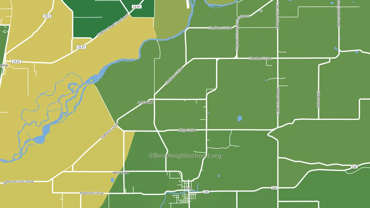 Shelburn, OR block-group voter-turnout map