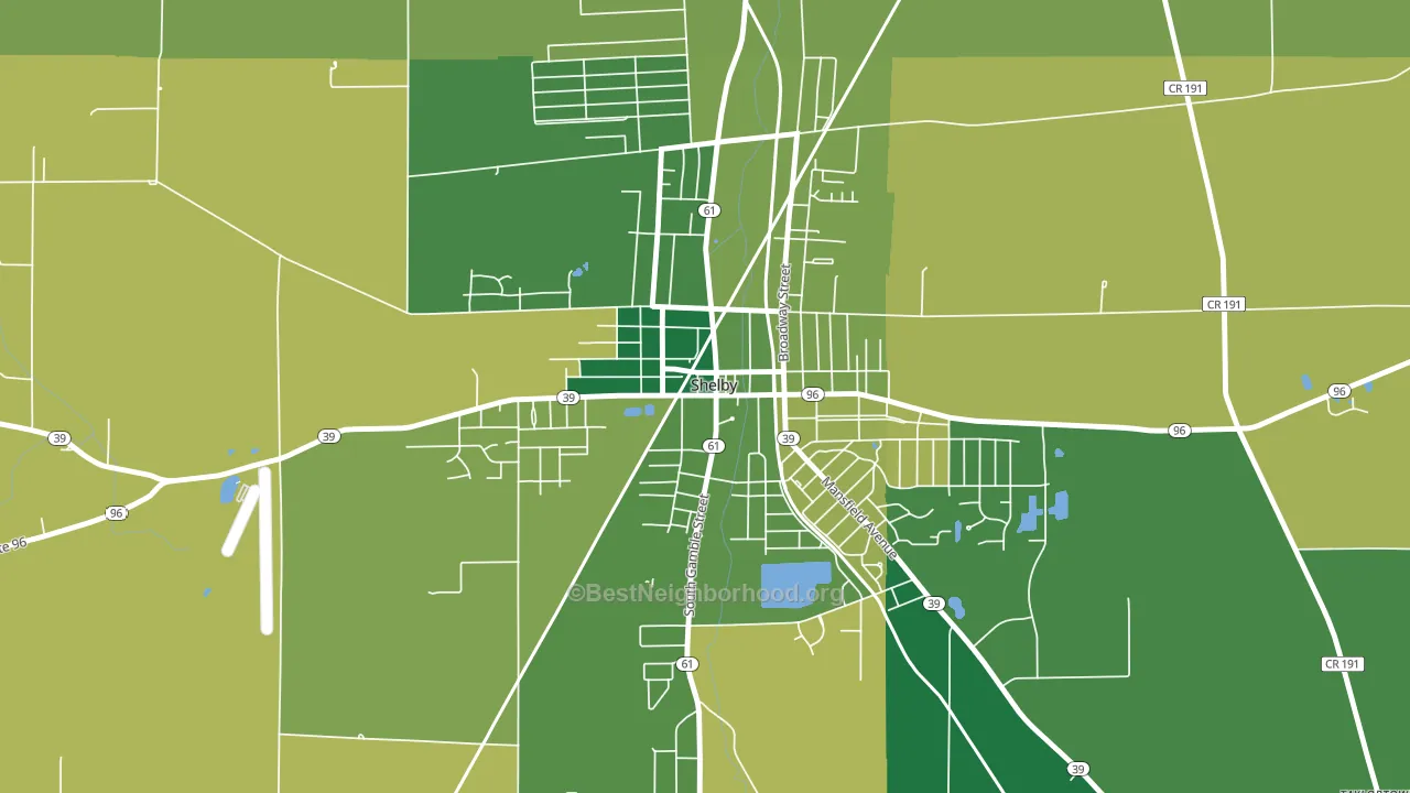 Shelby Center Historic District, Shelby, OH block-group voter-turnout map