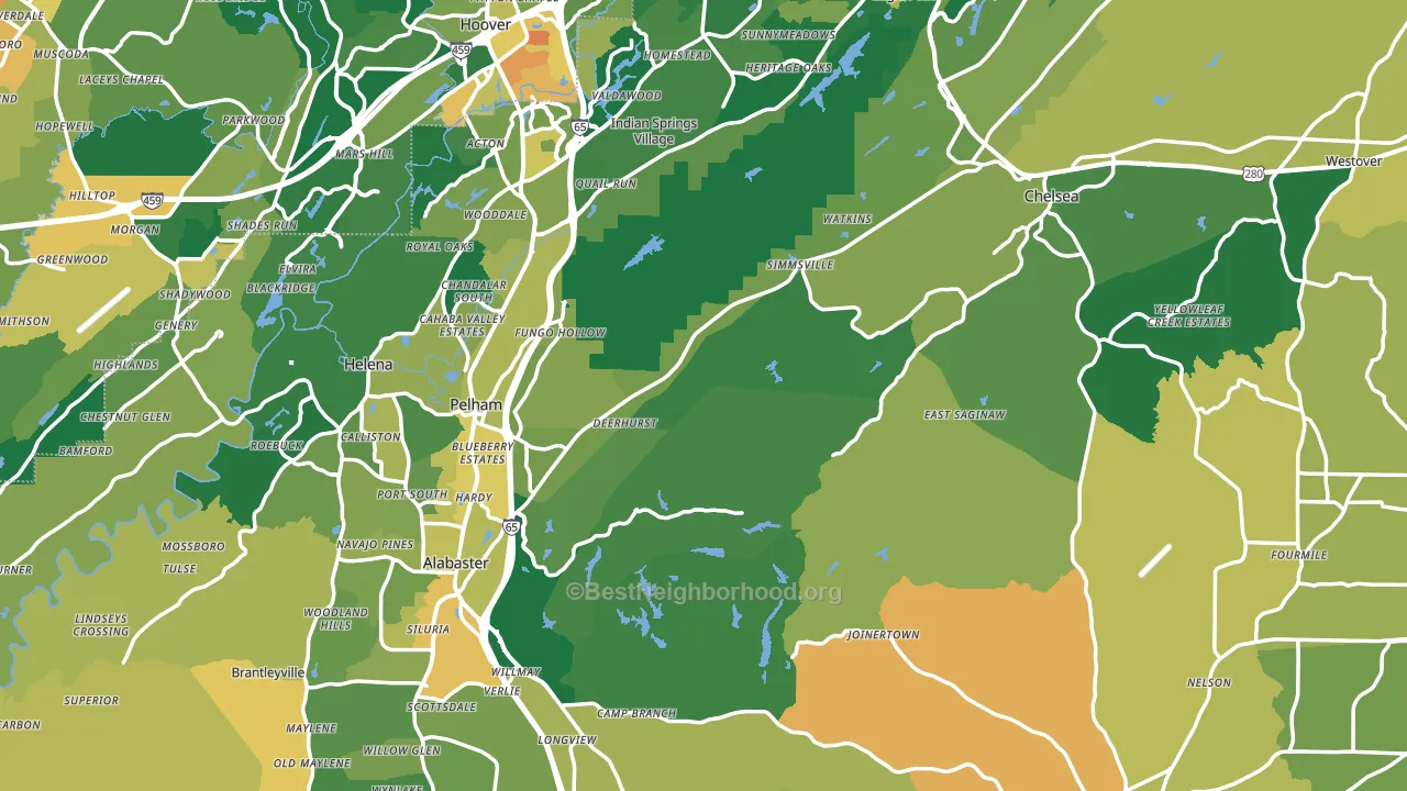 Shelby County, AL block-group voter-turnout map