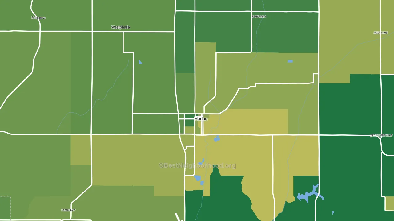 Shelby County, IA block-group voter-turnout map