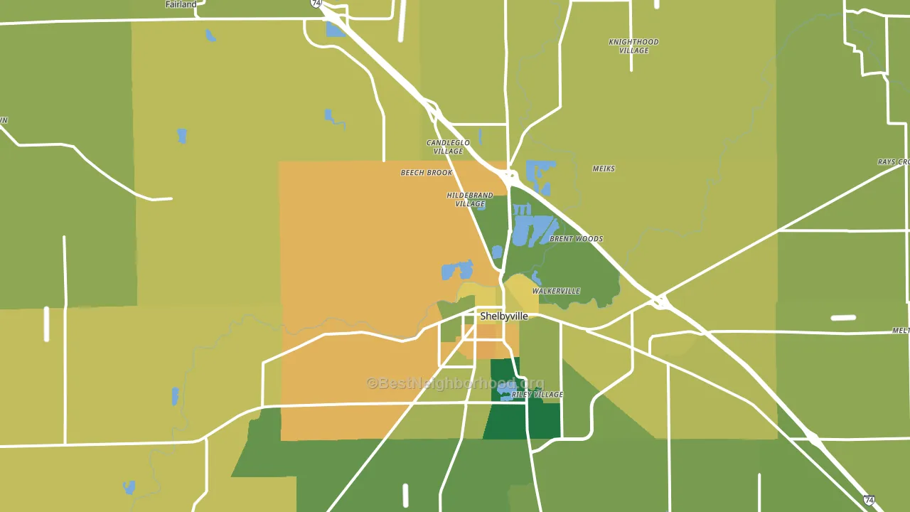 Shelby County, IN block-group voter-turnout map