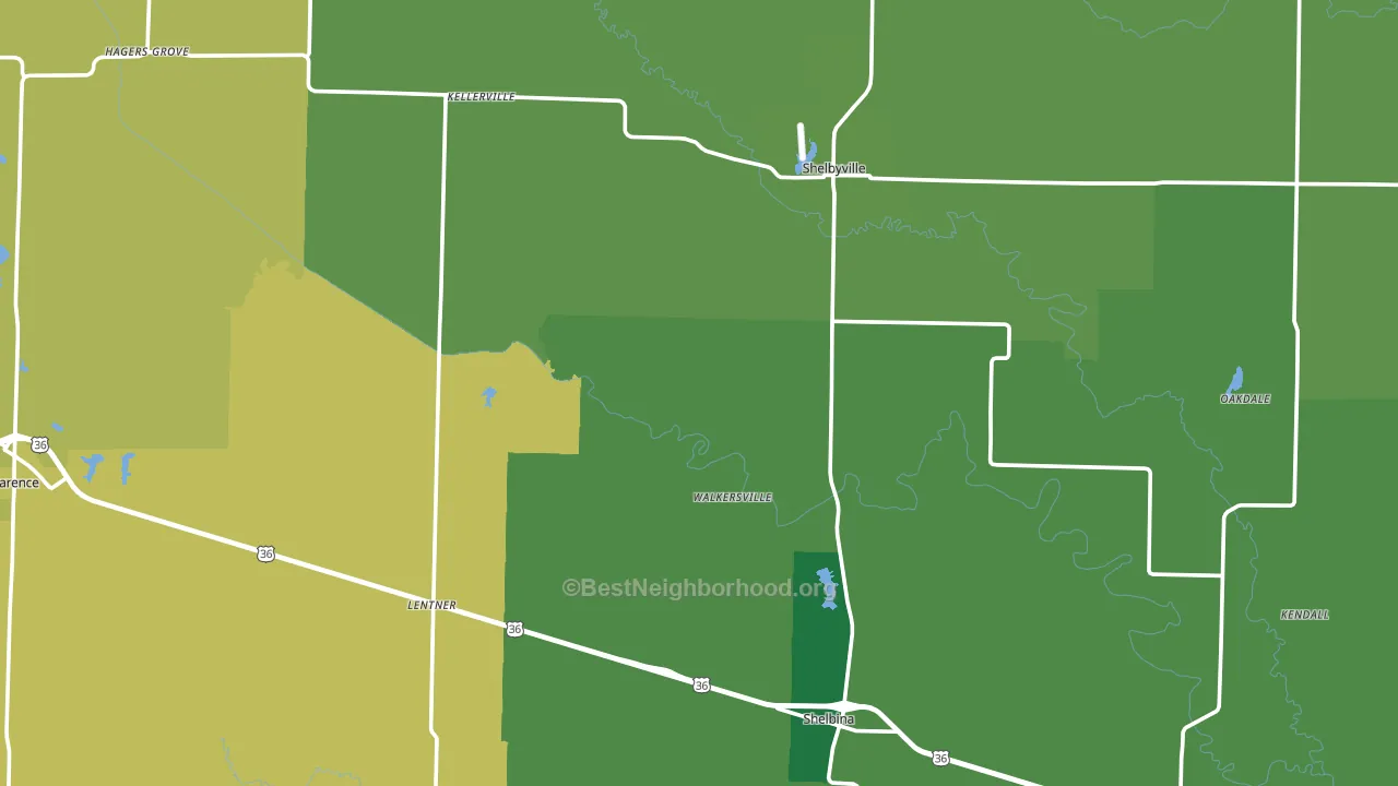 Shelby County, MO block-group voter-turnout map