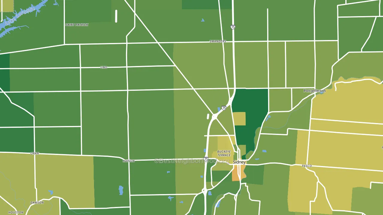 Shelby County, OH block-group voter-turnout map