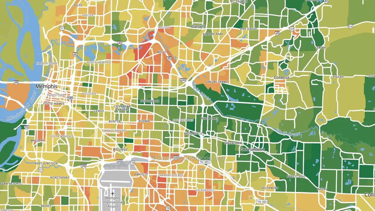 Shelby County, TN block-group voter-turnout map