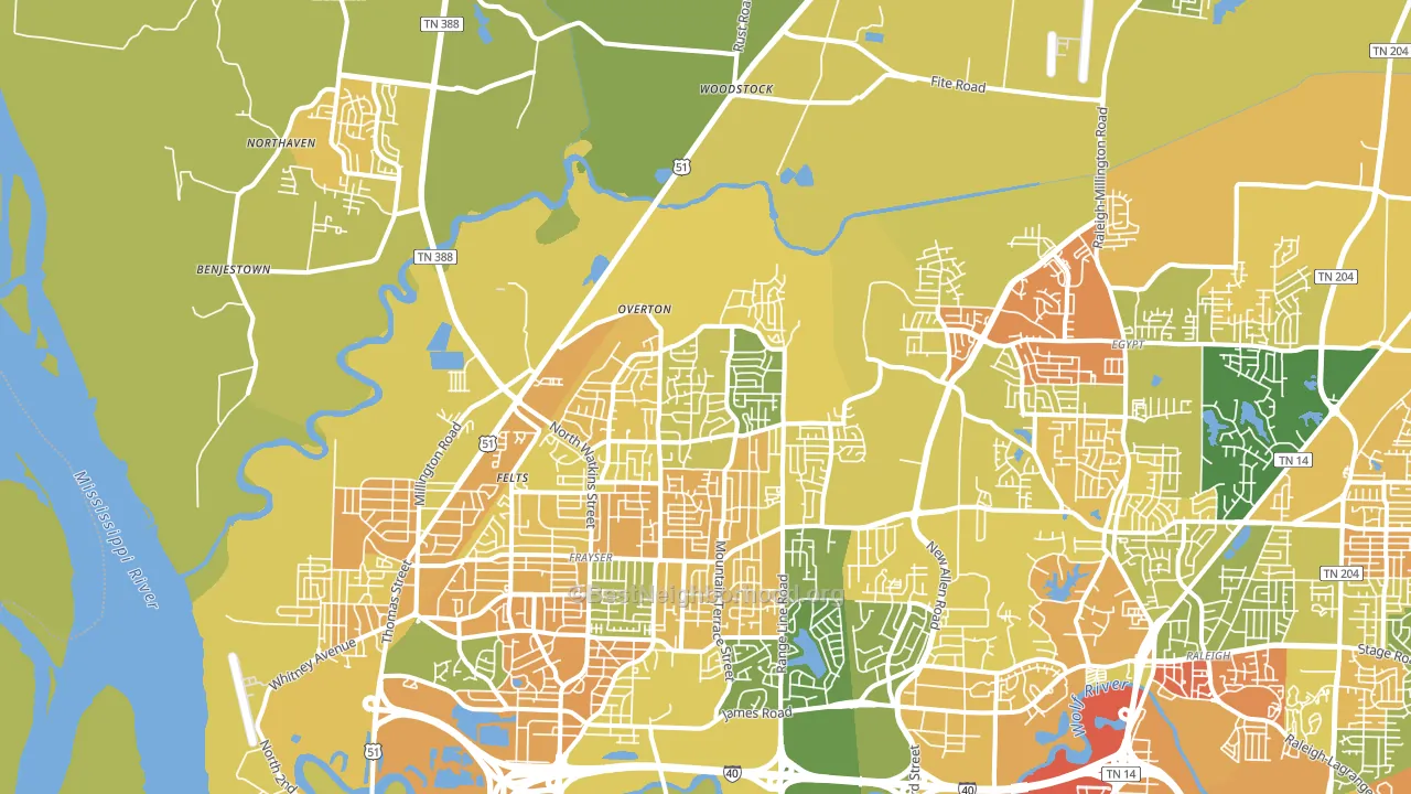 Shelby Forest-Frayser, Memphis, TN block-group voter-turnout map