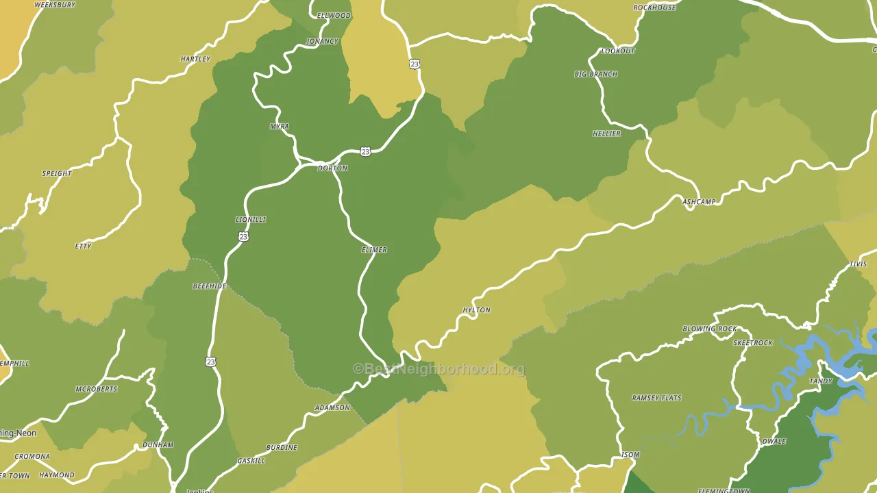 Shelby Gap, KY block-group voter-turnout map