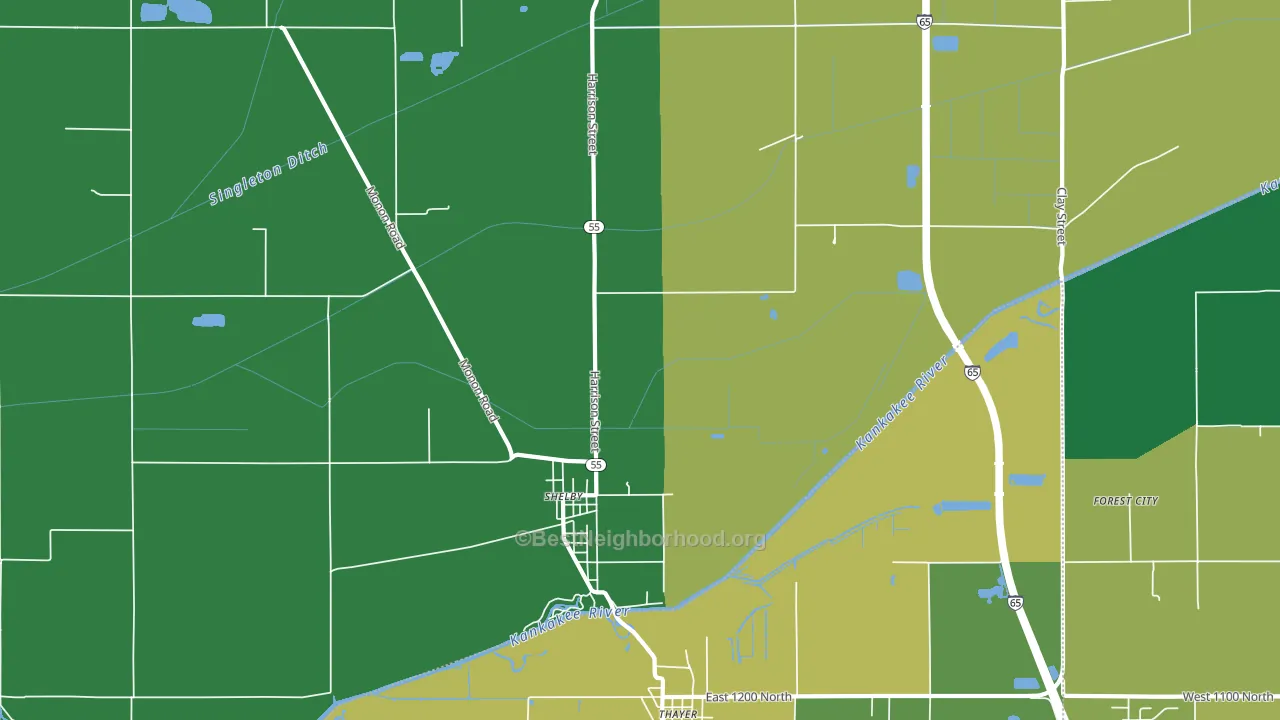 Shelby, IN block-group voter-turnout map