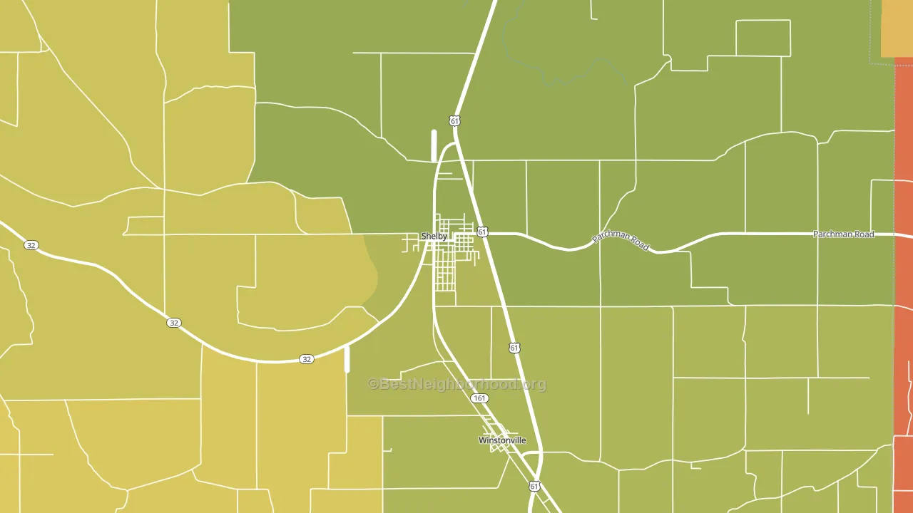 Shelby, MS block-group voter-turnout map