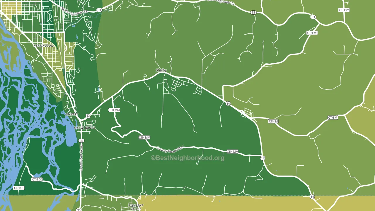 Shelby, WI block-group voter-turnout map