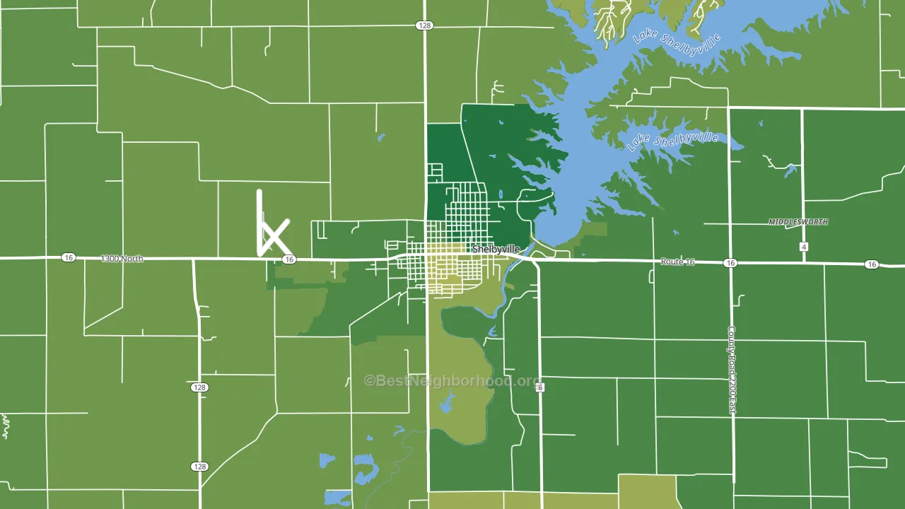 Shelbyville, IL block-group voter-turnout map