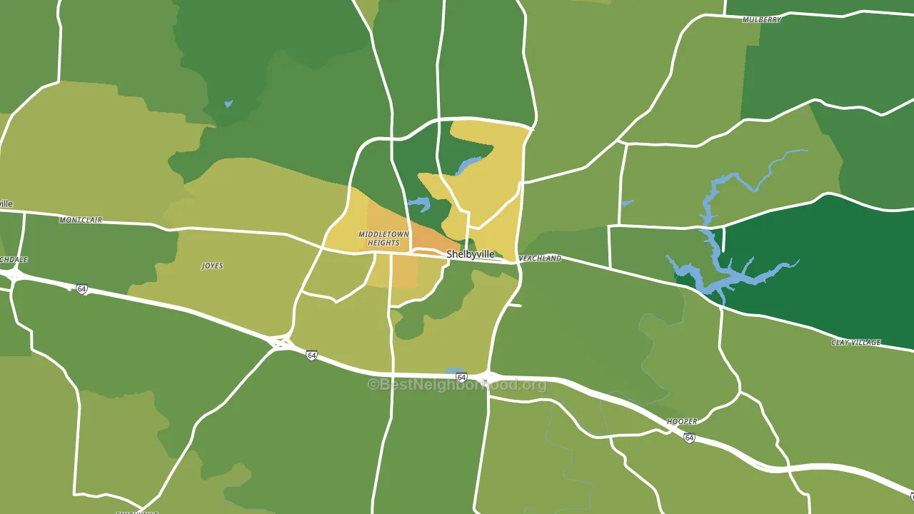 Shelbyville, KY block-group voter-turnout map