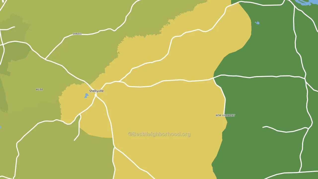 Shelbyville, TX block-group voter-turnout map