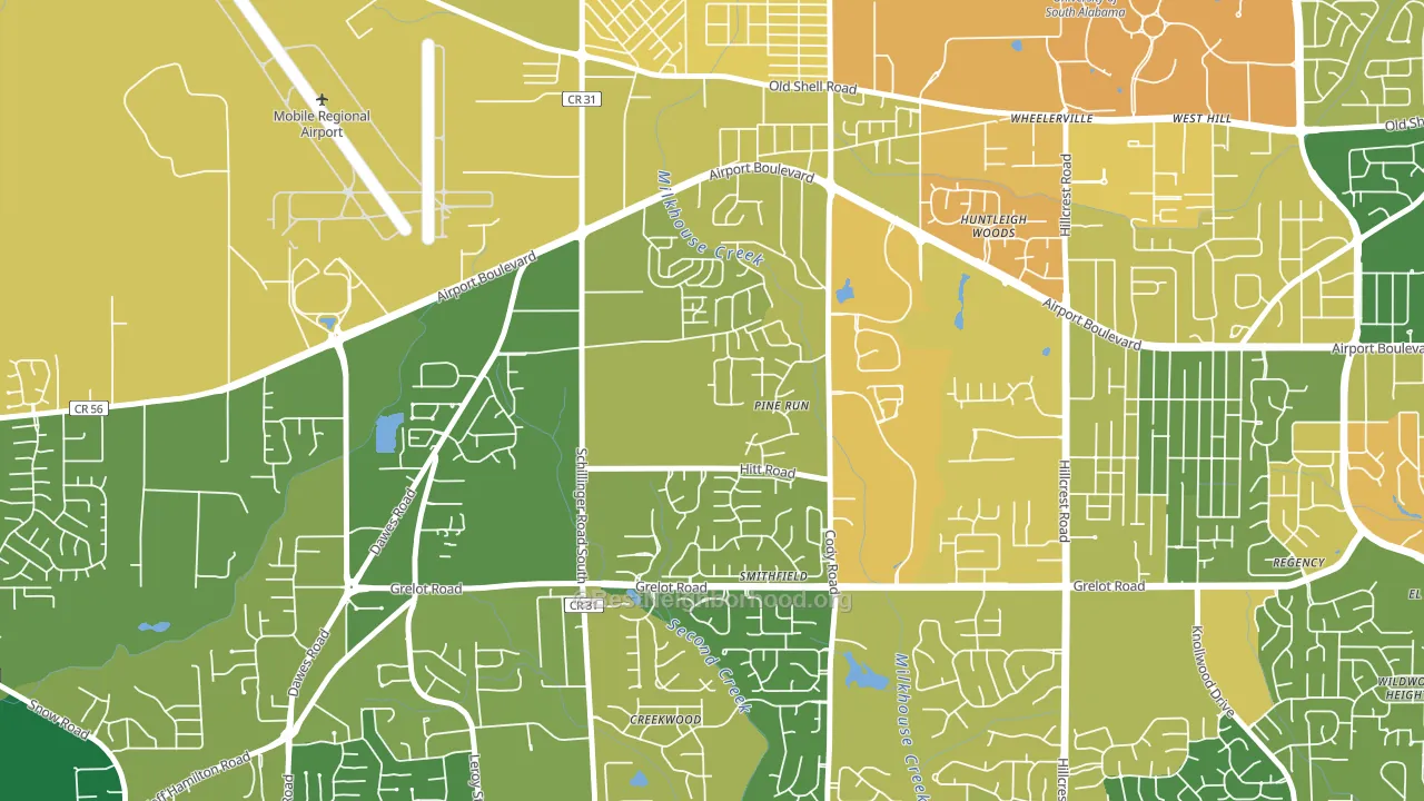 Sheldon, Mobile, AL block-group voter-turnout map