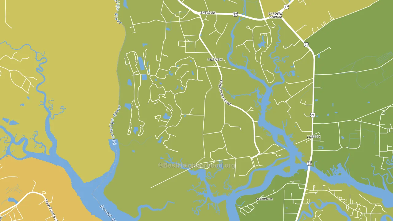 Sheldon, SC block-group voter-turnout map