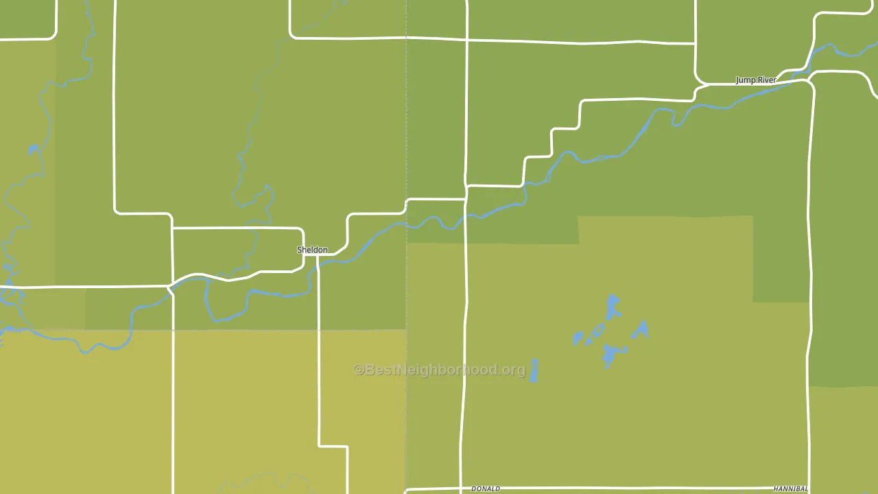 Sheldon, WI block-group voter-turnout map