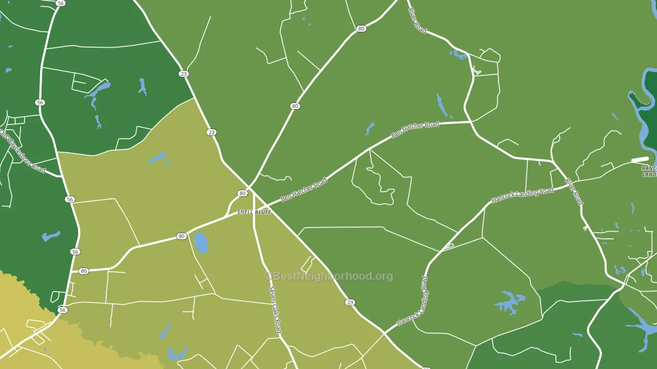 Shell Bluff, GA block-group voter-turnout map