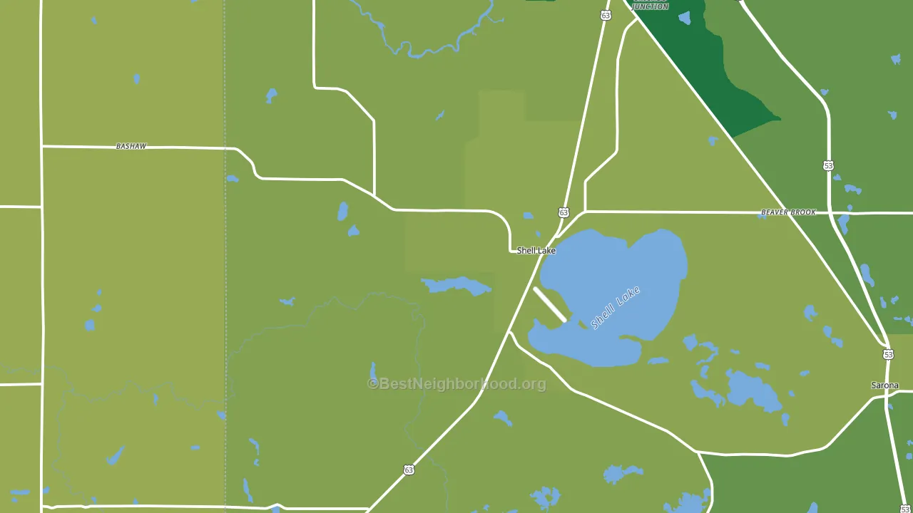 Shell Lake, WI block-group voter-turnout map