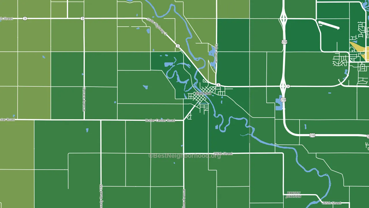 Shell Rock, IA block-group voter-turnout map