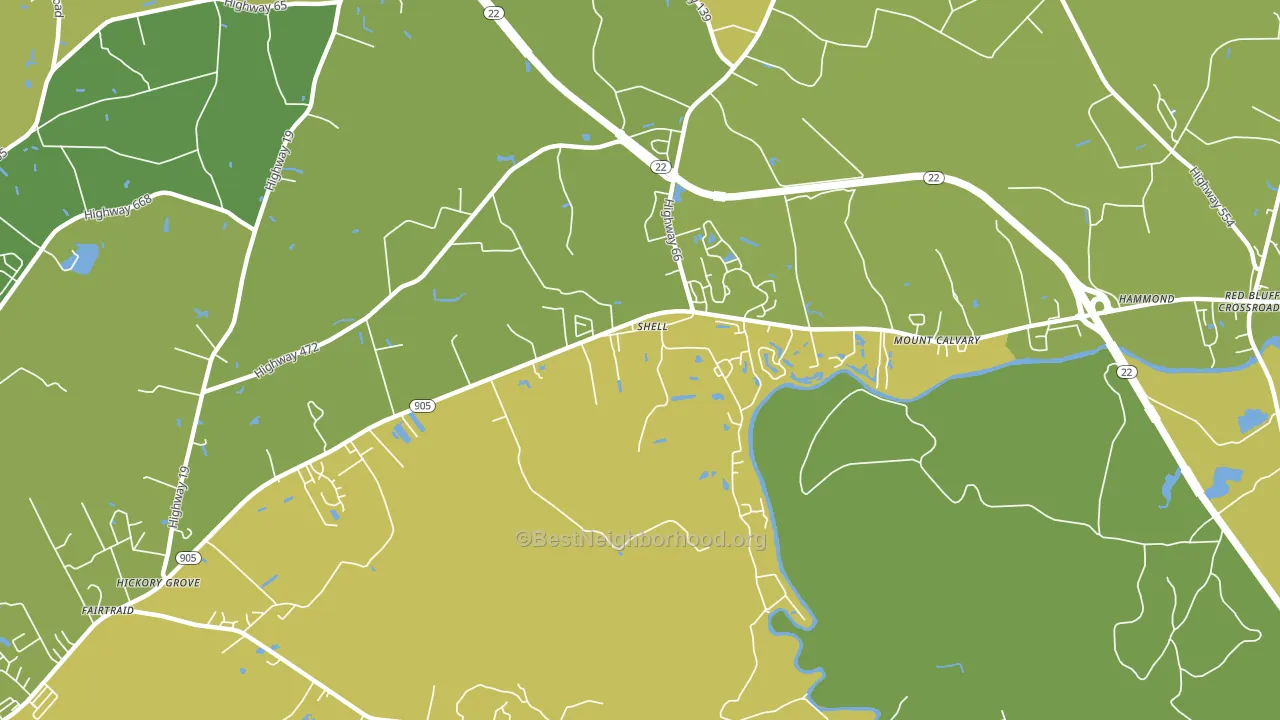 Shell, SC block-group voter-turnout map