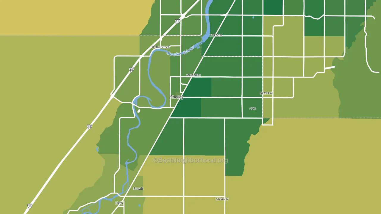 Shelley, ID block-group voter-turnout map