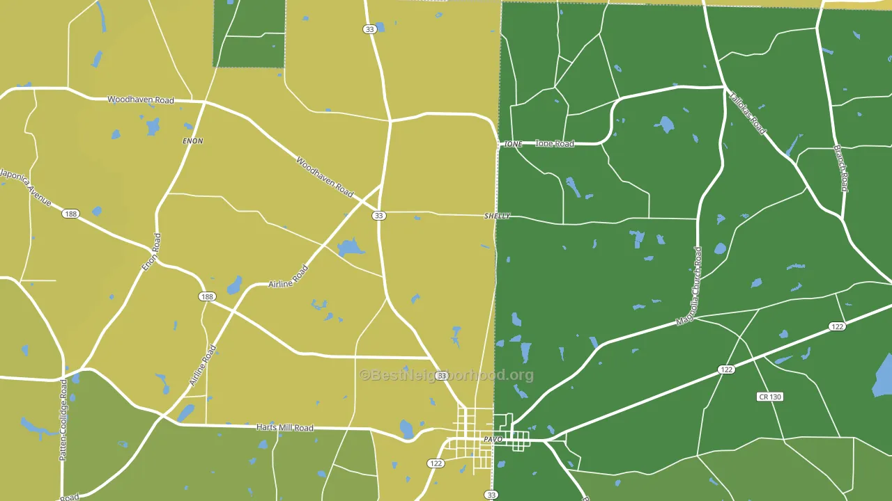 Shelly, GA block-group voter-turnout map