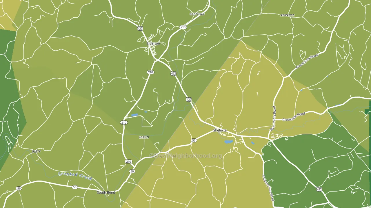 Shelocta, PA block-group voter-turnout map