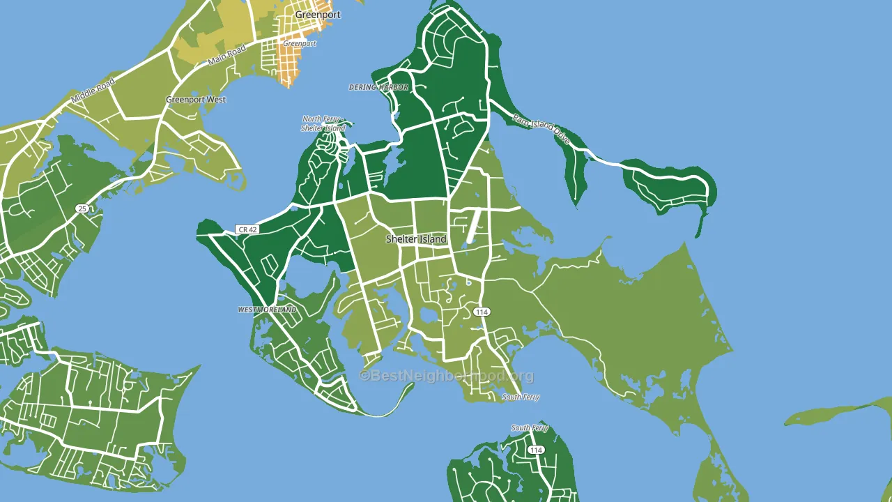 Shelter Island, NY block-group voter-turnout map