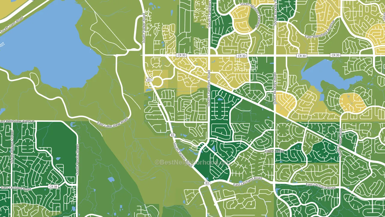 Shenandoah, Aurora, CO block-group voter-turnout map