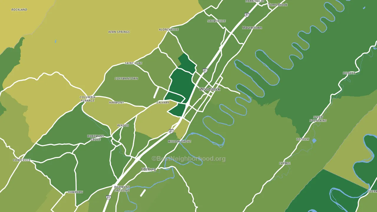 Shenandoah County, VA block-group voter-turnout map
