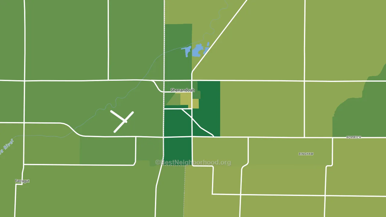 Shenandoah, IA block-group voter-turnout map