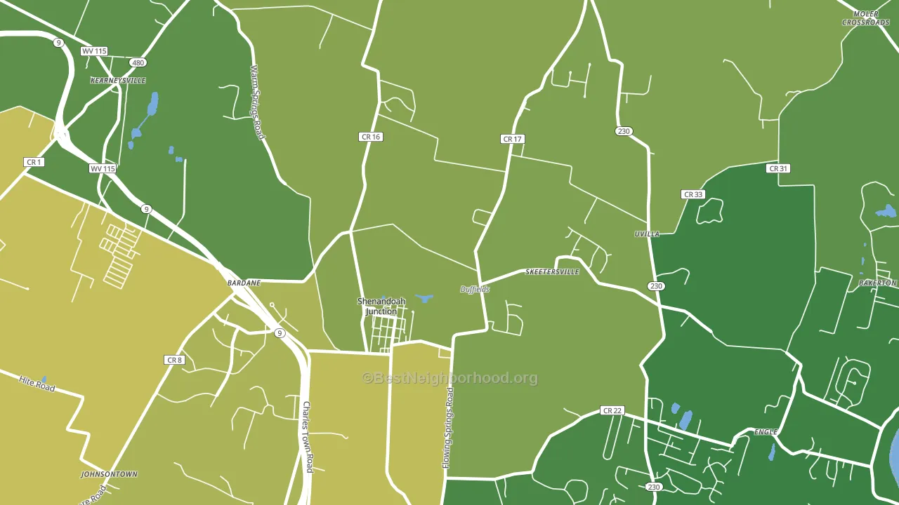 Shenandoah Junction, WV block-group voter-turnout map