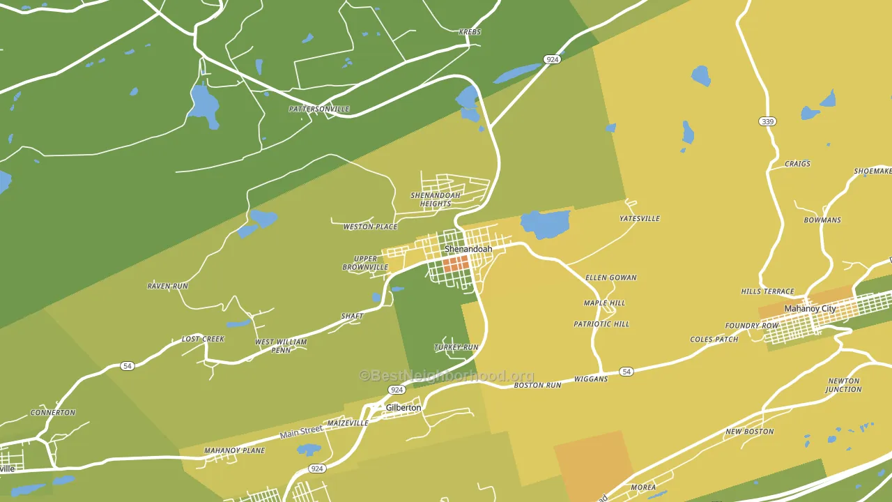 Shenandoah, PA block-group voter-turnout map