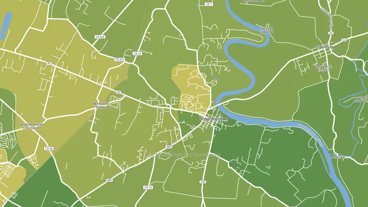 Shepherdstown, WV block-group voter-turnout map