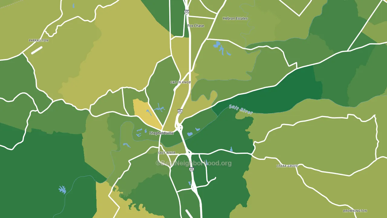 Shepherdsville, KY block-group voter-turnout map