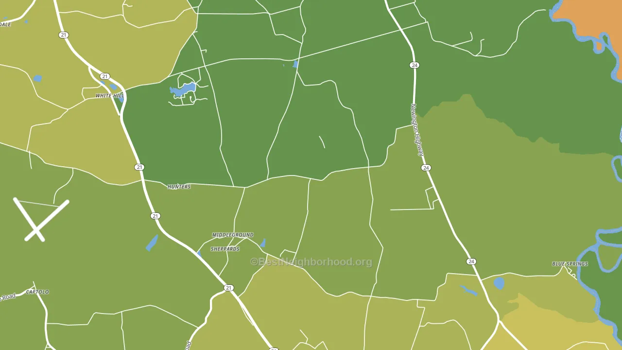 Sheppards, GA block-group voter-turnout map