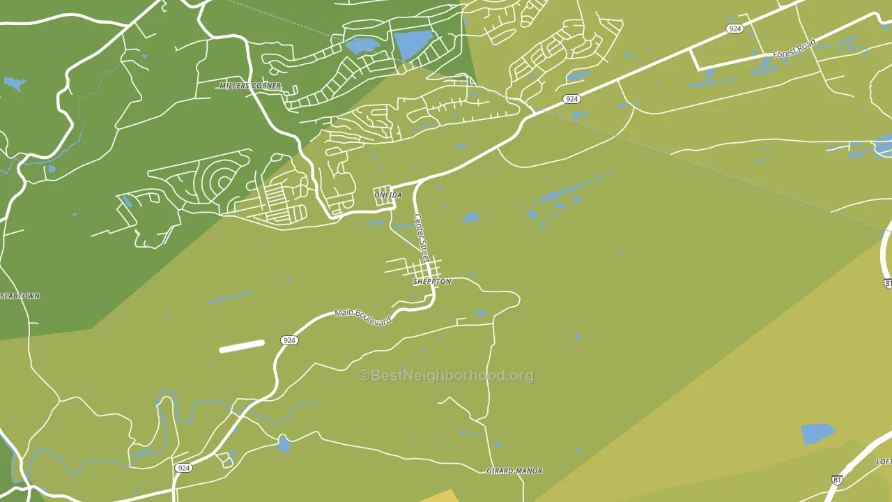Sheppton, PA block-group voter-turnout map