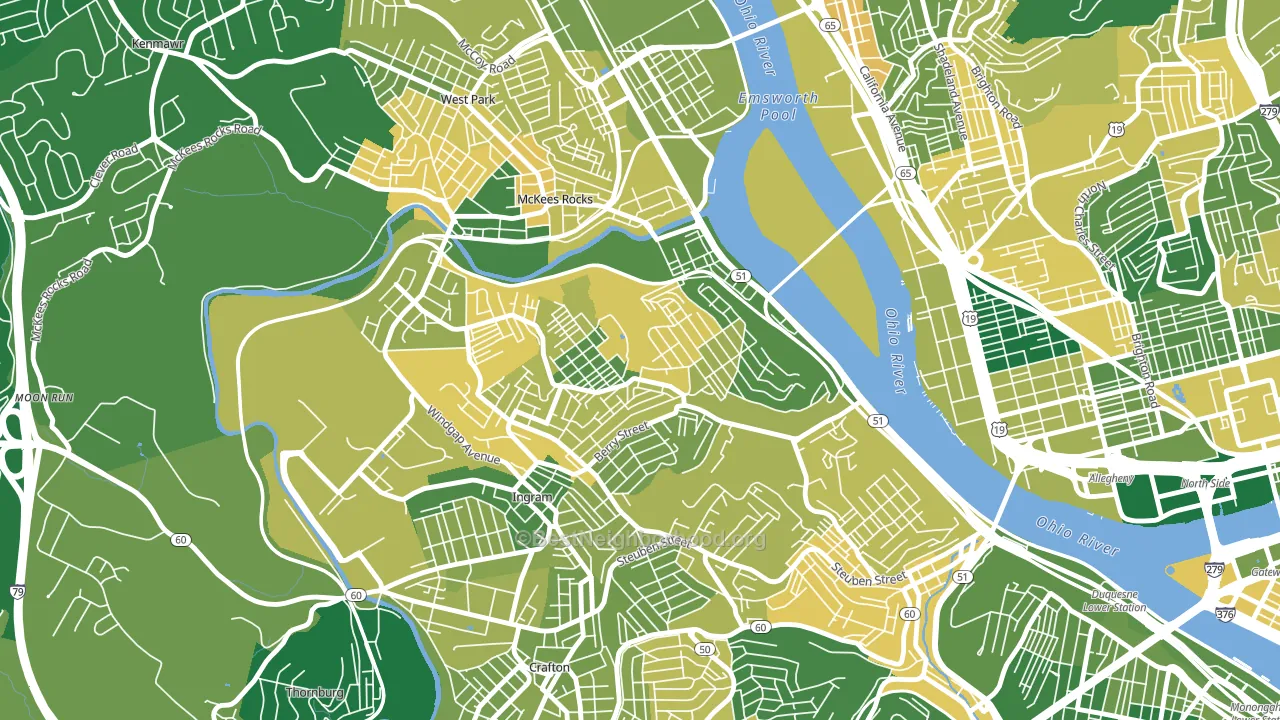 Sheraden, Pittsburgh, PA block-group voter-turnout map