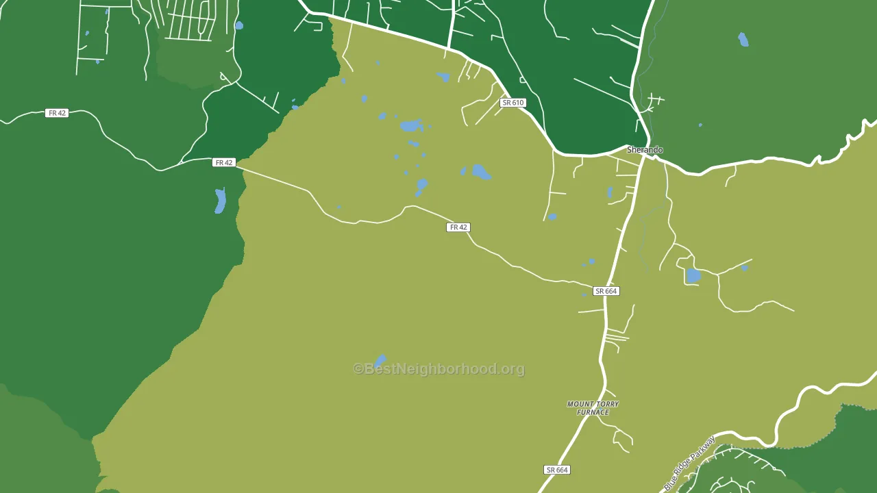 Sherando, VA block-group voter-turnout map