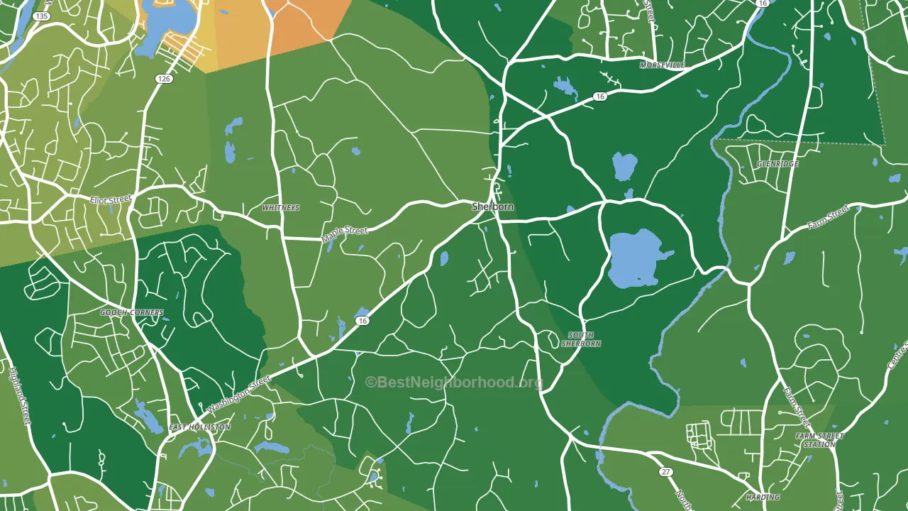 Sherborn, MA block-group voter-turnout map