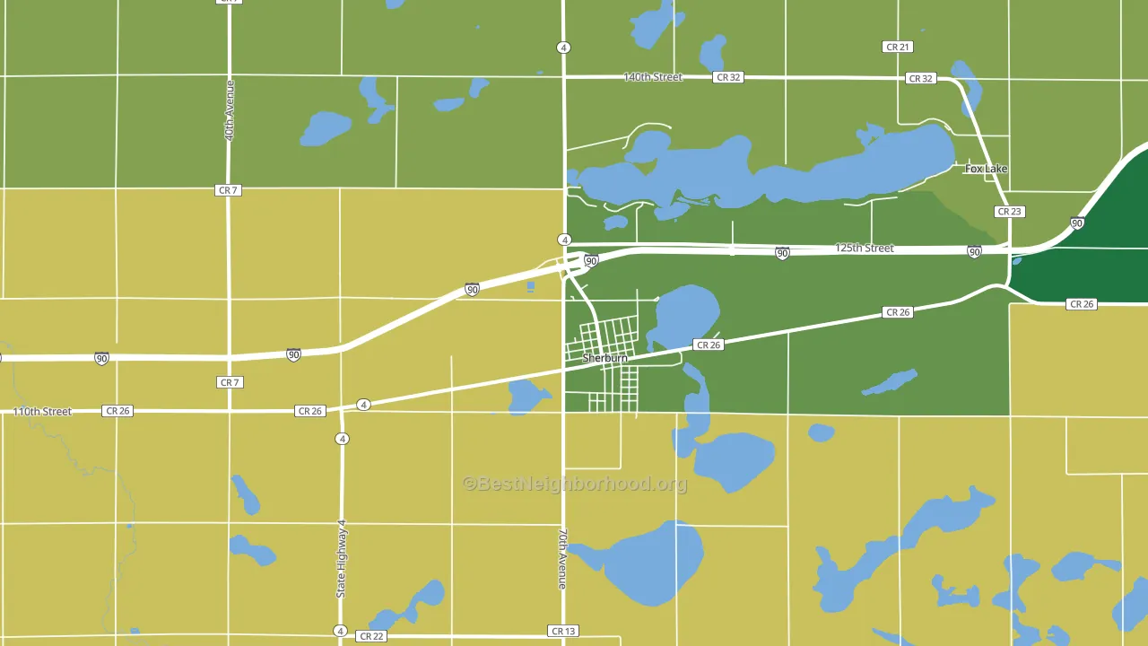 Sherburn, MN block-group voter-turnout map