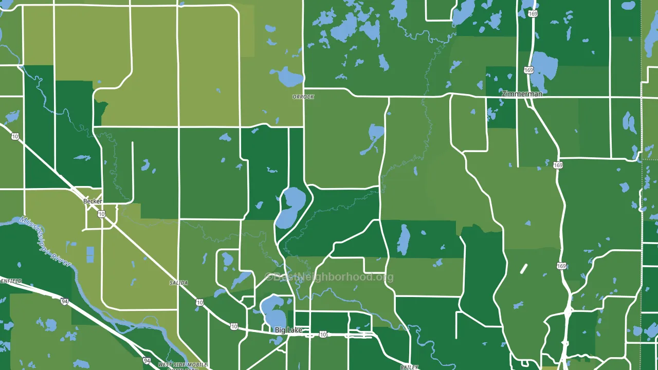 Sherburne County, MN block-group voter-turnout map