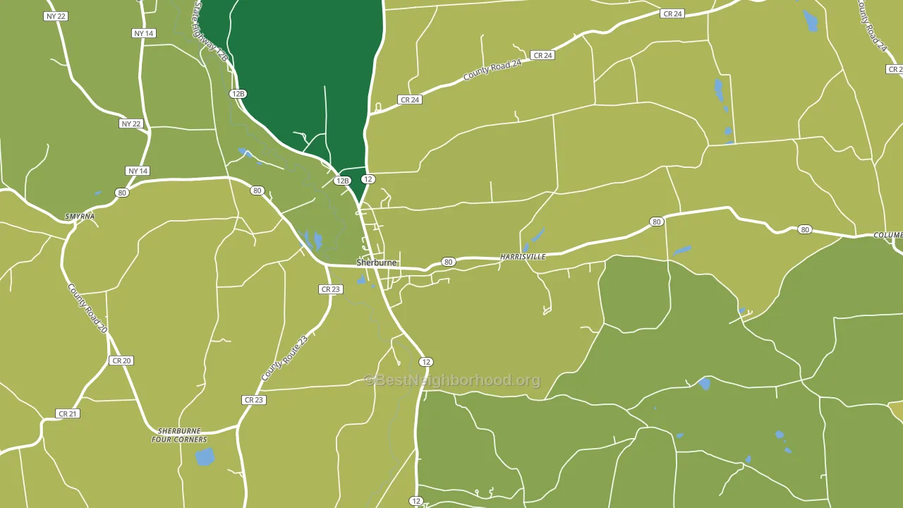 Sherburne, NY block-group voter-turnout map