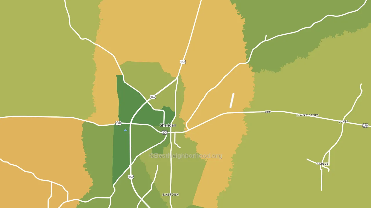 Sheridan, AR block-group voter-turnout map